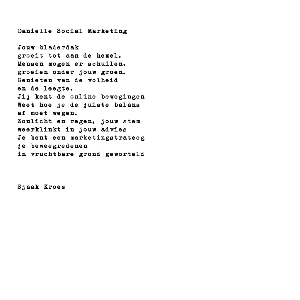 Daniëlle social marketing - gedicht over Daniëlle als marketing strageeg